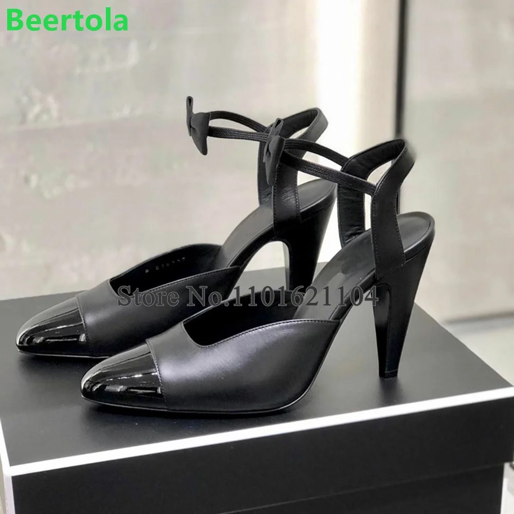 Butterfly-knot Luxury Design Slingback Pumps For Female Women Square Heel Round Toe Slip-on Shallow Elegant All-match Dress Shoe