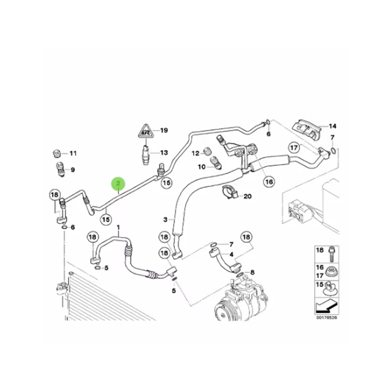 64509193128 64509181851 64539155350 64536982876 64536910803 5-se ri es e60 lc i مكثف المبخر خط أنابيب الضغط العالي #2