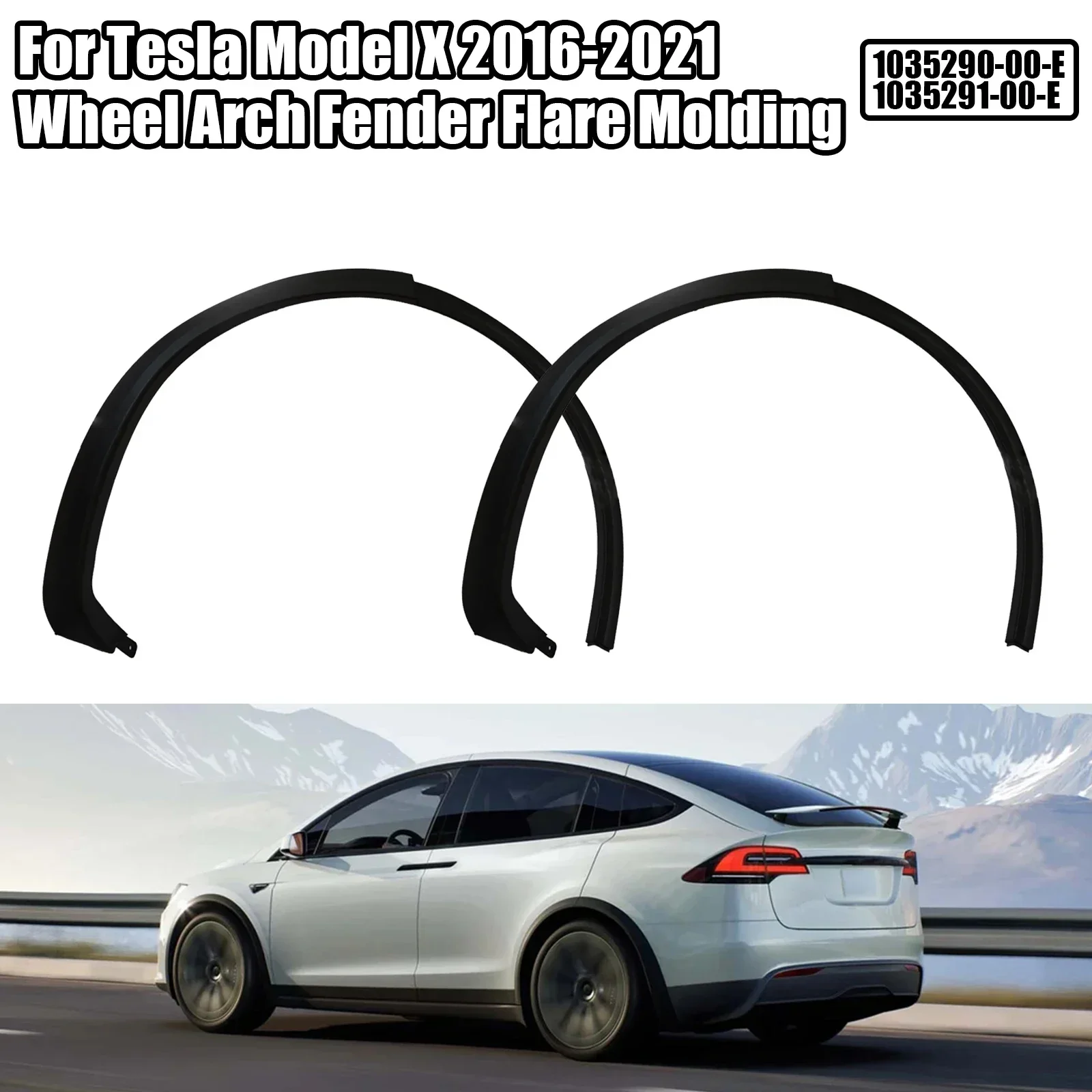 

Car Rear Wheel Eyebrow Flare Molding For Tesla Model X 2016-2023 Arch Fender Trim ABS Left Right 1035290-00-E 1035291-00-E