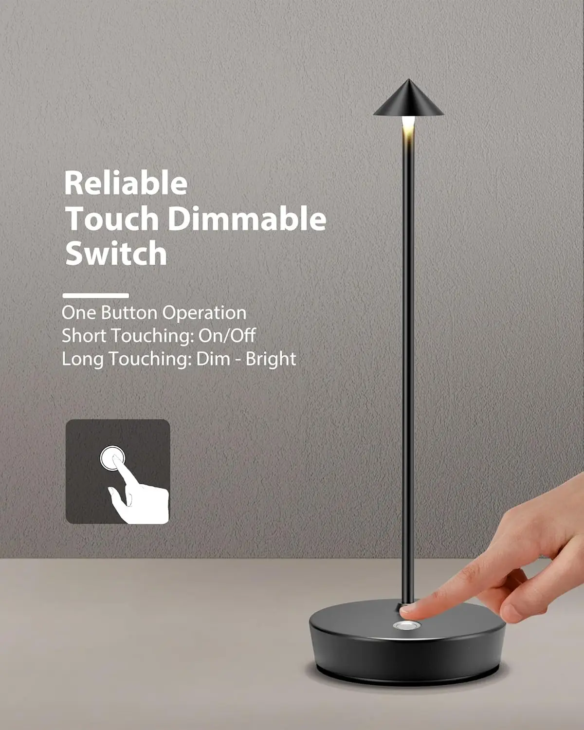 Rechargeable Cordless LED Desk Lamp, 6000mAh Battery, Waterproof Touch Dimmable Light for Indoor Outdoor Use