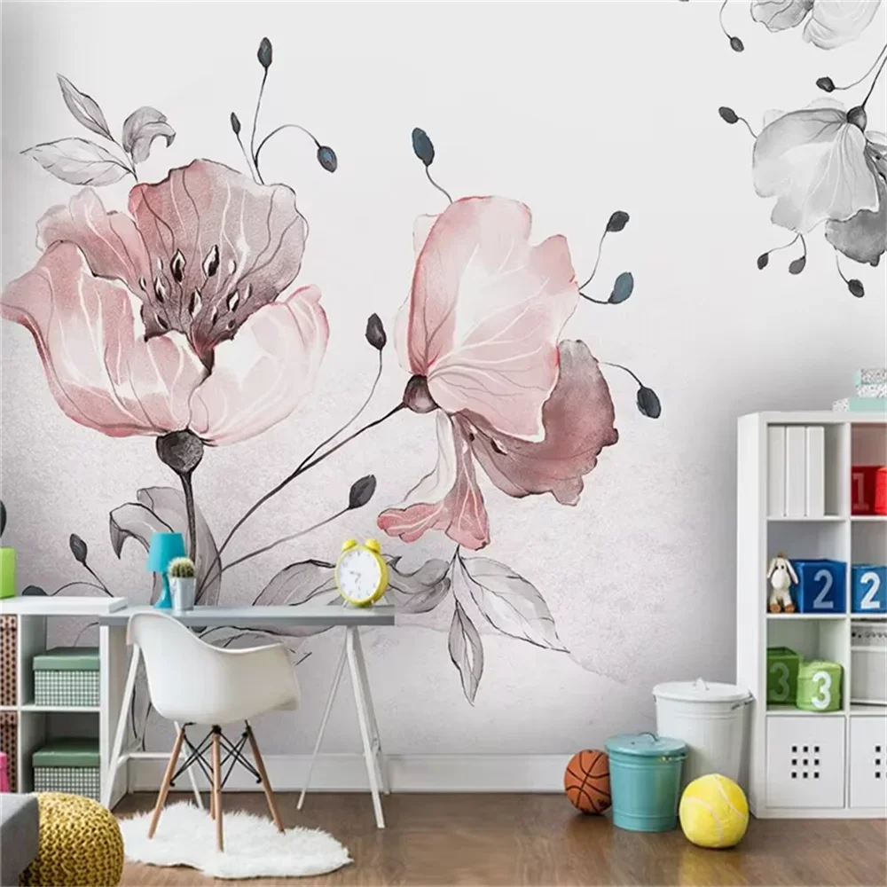 beibehang mural large bedroom TV background wallpaper wallpaper simple and stylish silk cloth fabric fantasy flower