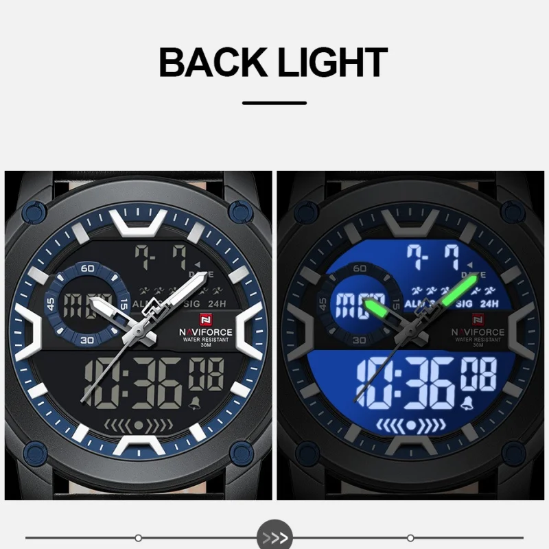 جديد NAVIFORCE العلامة التجارية ساعة رجالية حقيقية الساعات الرياضية الرجال الجيش العسكرية كوارتز ساعة اليد كرونوغراف الذكور التاريخ والتاريخ على مدار الساعة #5