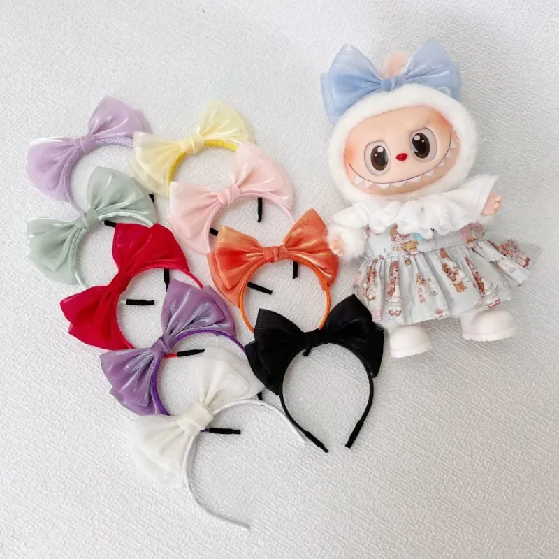 Para labubu 4.0 os monstros pino para amor série arco cachecol vestido floral para 17cm labubu boneca roupas acessórios vestido de princesa