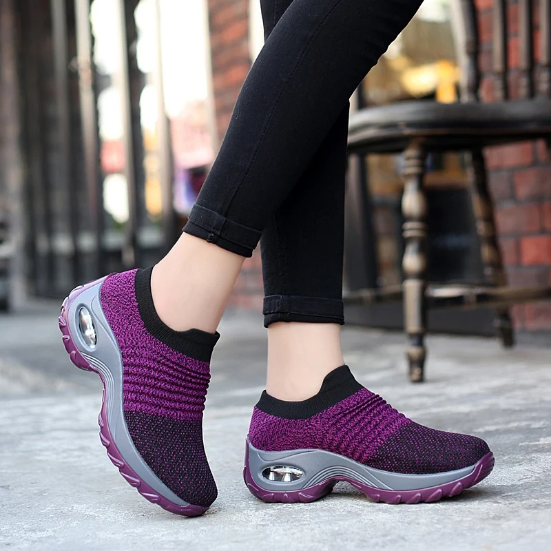 Buty damskie na co dzień Chunky Sneakers platformowe buty do chodzenia moda dzianinowe mokasyny na co dzień rozmiar 35-42