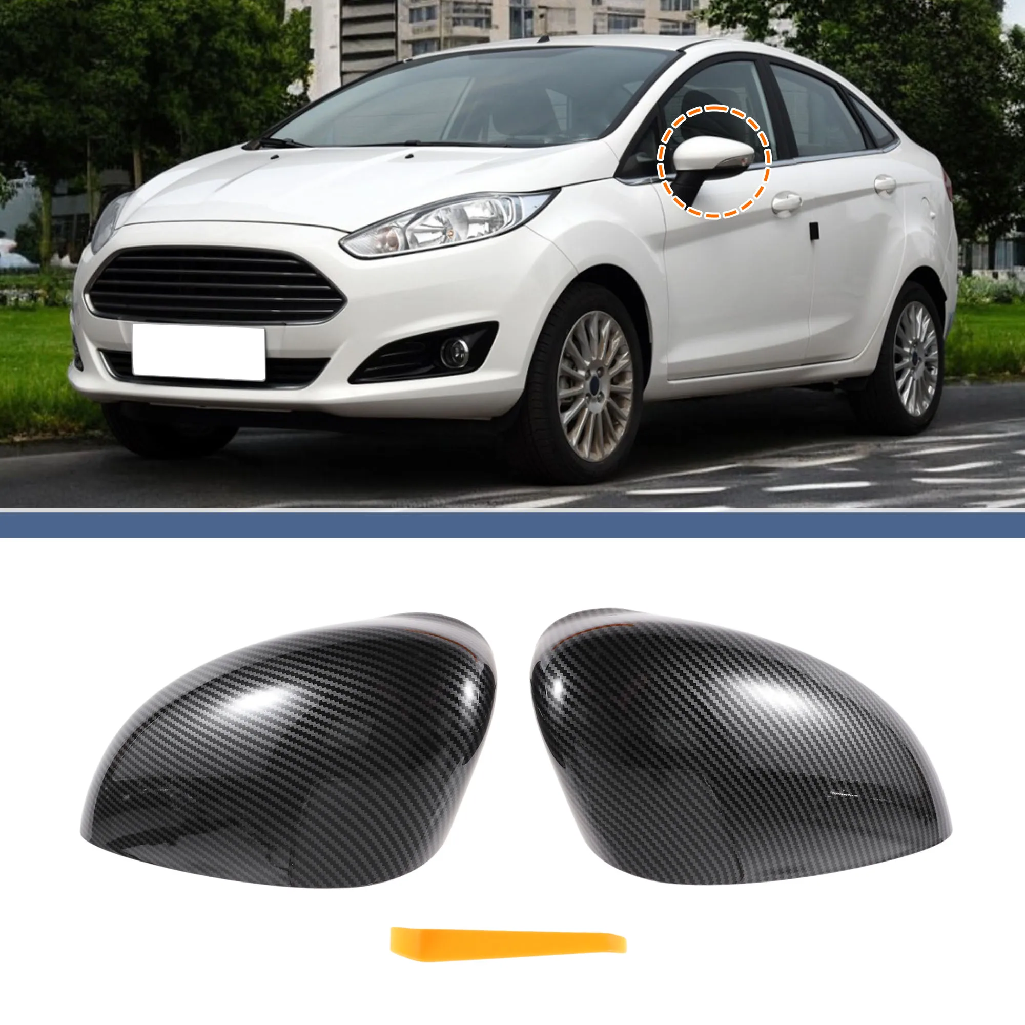 

UXCELL Замена крышки левого и правого зеркала для Ford Fiesta MK7 2008-2017