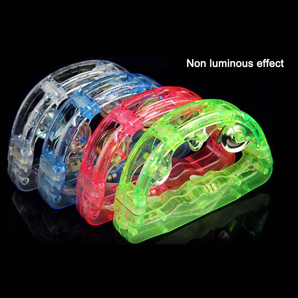 Flashing Tambourine LED Light Up Sensory Toy for Kids Musical Instrument Shaking Noisemakers Concert Party Prop