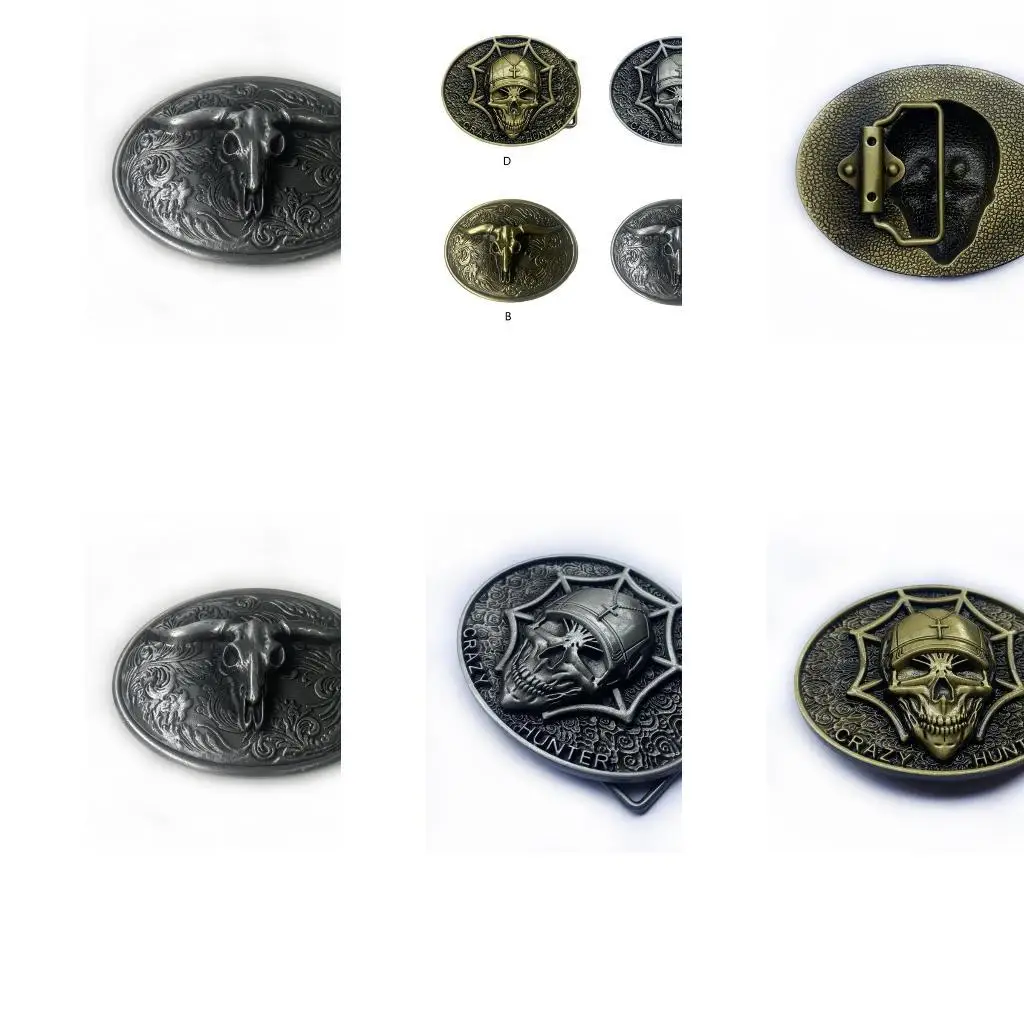 652F Skull Belt Buckle Adult Unisex Clothing Accessories Western Cowboy Buckle for Adult Waist Belt DIY Supplies