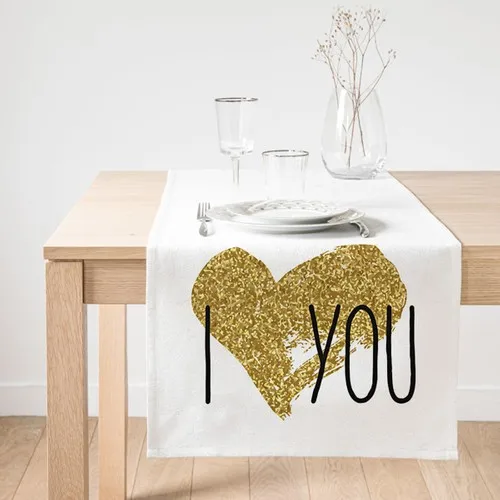 Realhomes I Love You Love Themed Digital Printed Modern Suede Runner