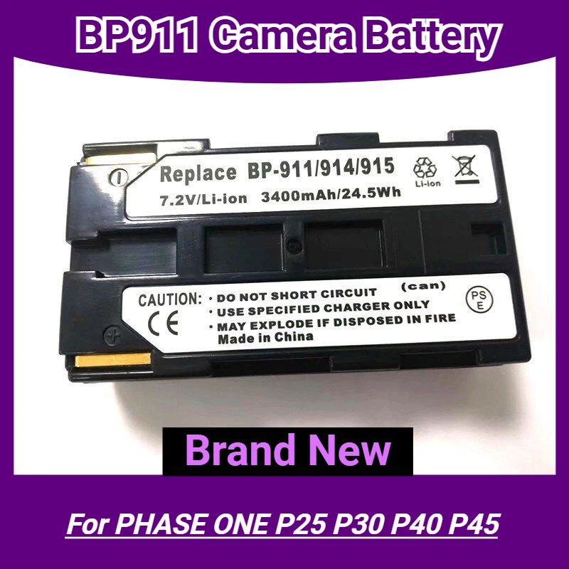 7.2V 3400mAh BP911 新品カメラバッテリー、PHASE ONE P25 P30 P40 P45用