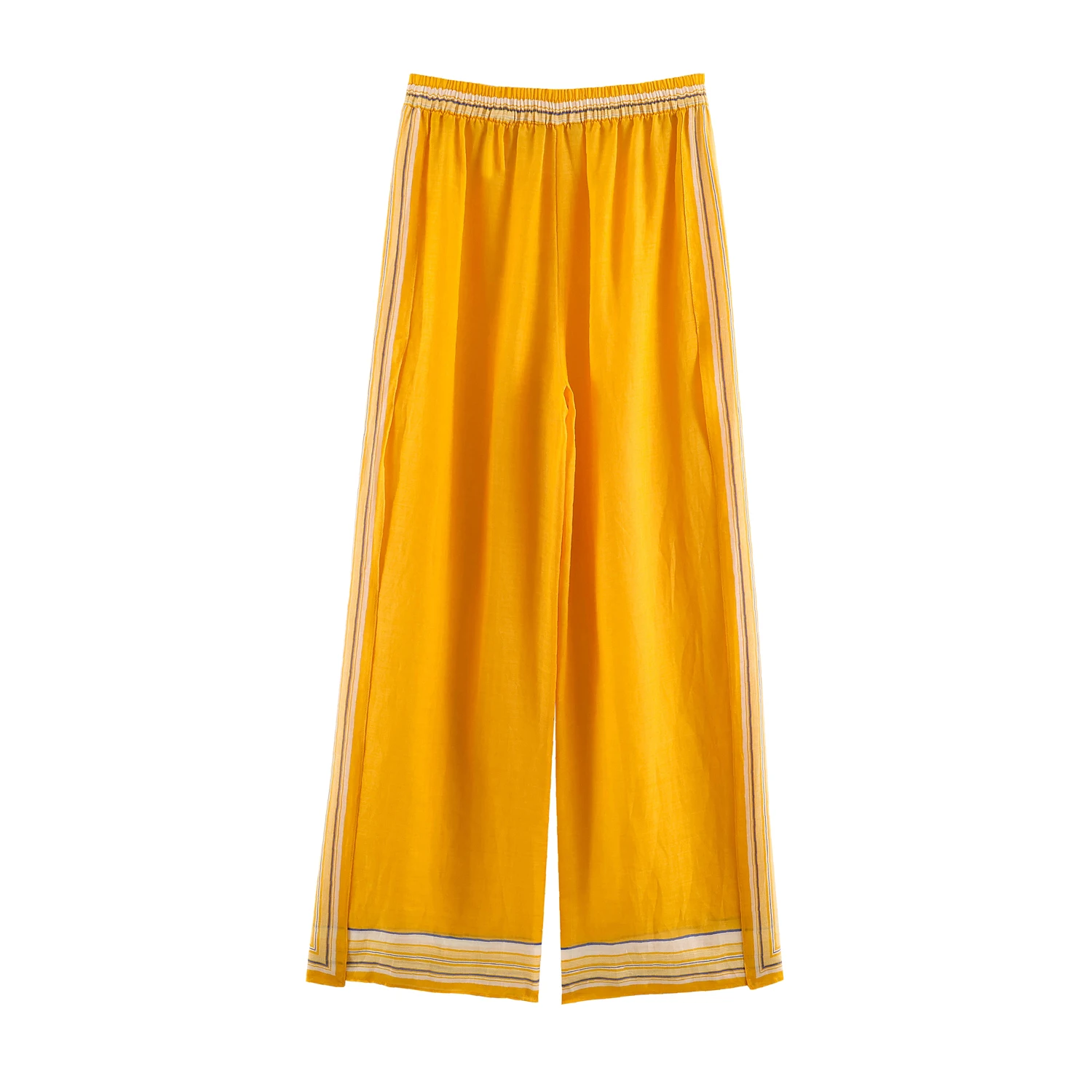 KONDALA Women Holiday Casual Wide Leg Pants 2026 Summer Trendy Elegant Side Striped Trousers Drawstring Elastic Waist Long Pants