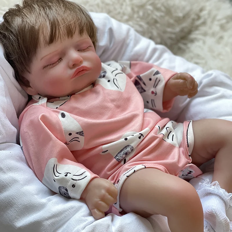 

45cm Reborn Sleeping Rosalie Soft Body Handmade Lifelike Newborn Baby Dolls 3D Skin Tone with Visible Veins Bebe Reborn Doll