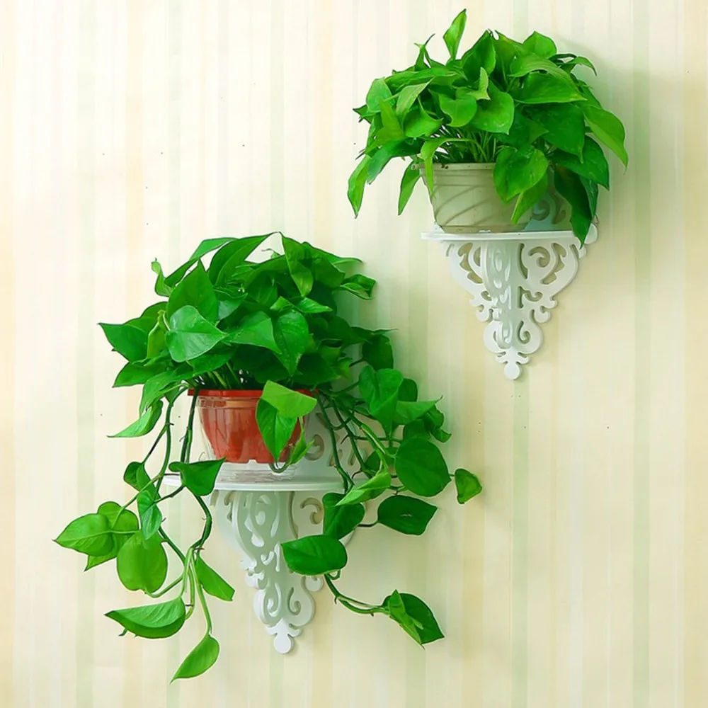 2023 European Style Sharp Point White Wall-mounted Wooden Flower Pot Rack Display Rack Floating Wall Shelf Storage Board