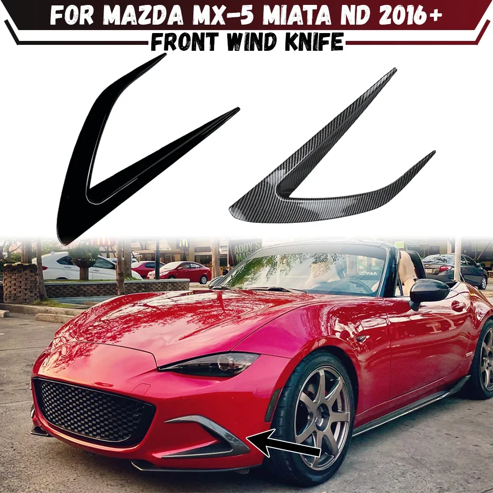 For Mazda MX-5 Miata ND 2016+ Front Bumper Spoiler Fog Lamp Cover Air Knife Splitter Side Wing Knife Spoiler Grille