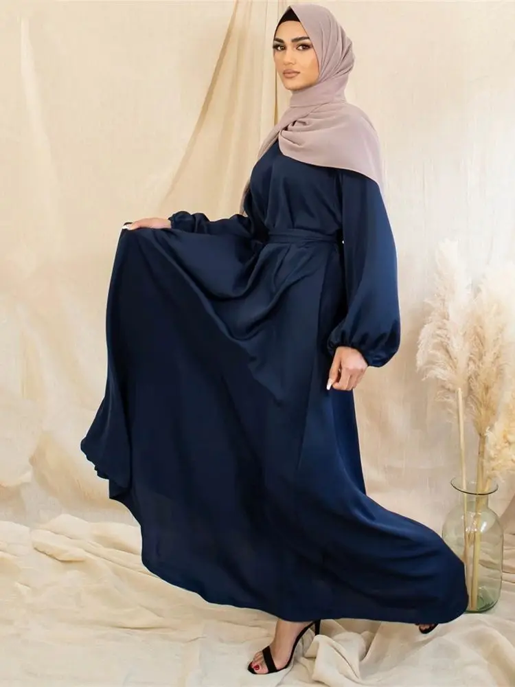 Ramadan Eid Satin Abaya Islam Muslim Modest Under Dress Prayer Clothes African Dresses For Women Robe Musulmane Femme Vestidos