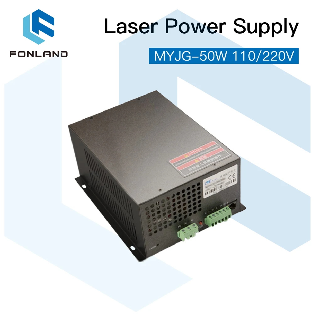 FONLAND 50W CO2 Laser Power Supply MYJG-50W 110V/220V for Laser Tube Engraving Cutting Machine