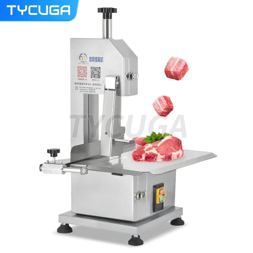 Electric Bone Sawing Machine Automatic 850W Frozen Meat/Bone Cutter Desktop Commercial Cut Lamb/Fish/Pork/Beef Ribs Bone Machine