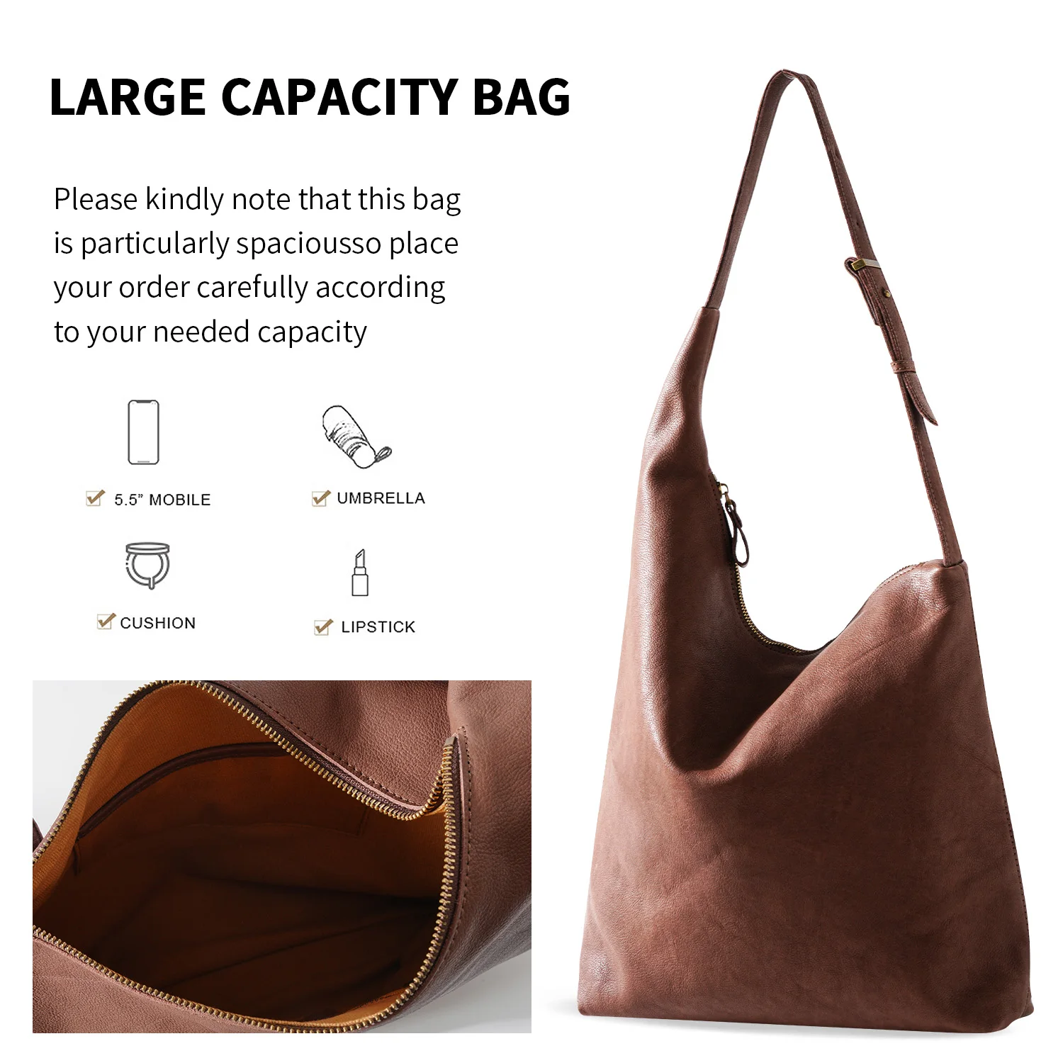 ANGENGRUI  Luxury New Women\'s Genuine Leather Big Tote Fashion Handheld Shopping Bag Simple Lazy Crossbody Bag