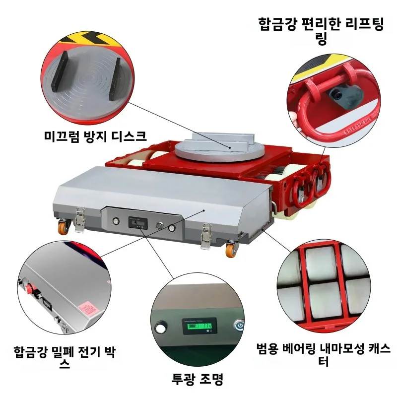 Wireless Remote Electric Machine Skate Dolly for Goods Handling - Heavy Cargo Moving 10-50t Capacity Tank Transport Dolly