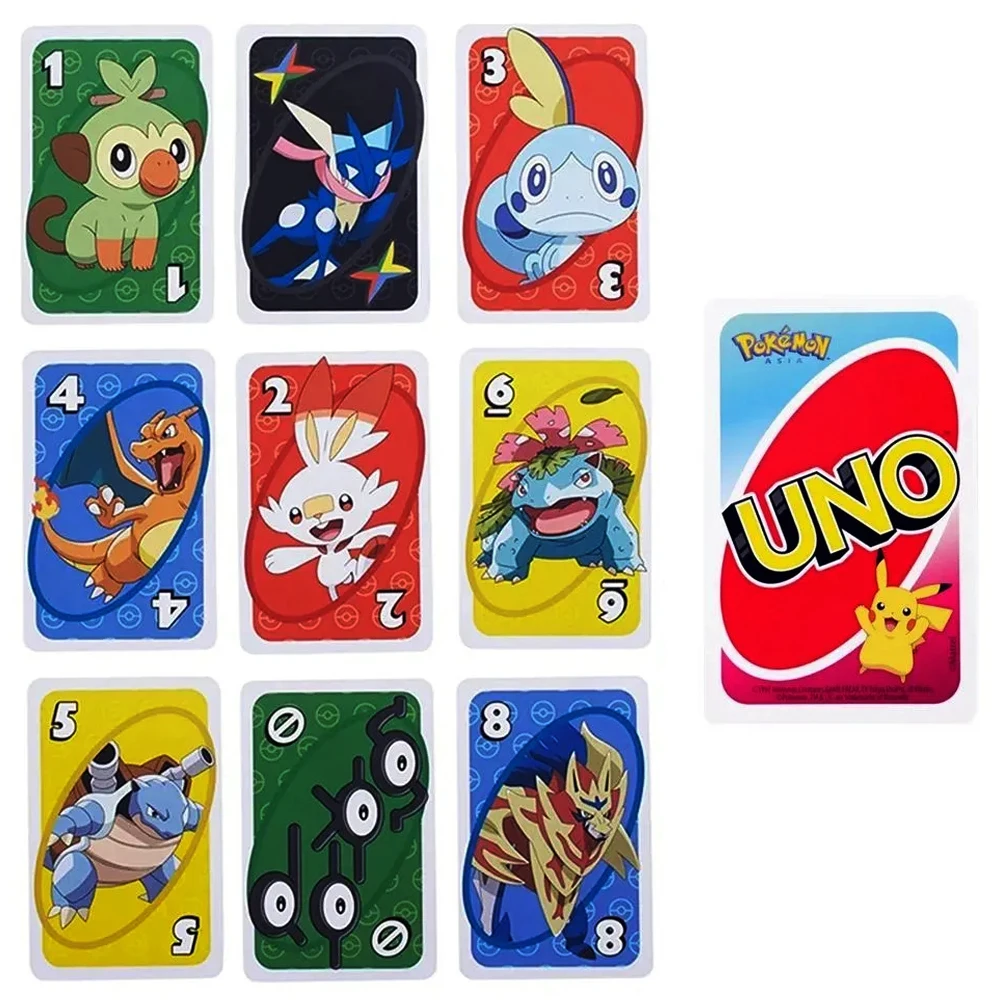 UNO FLIP! Pokemon Board Game Anime Cartoon Pikachu Figure Pattern Family Funny Entertainment uno Cards Games Christmas Gifts