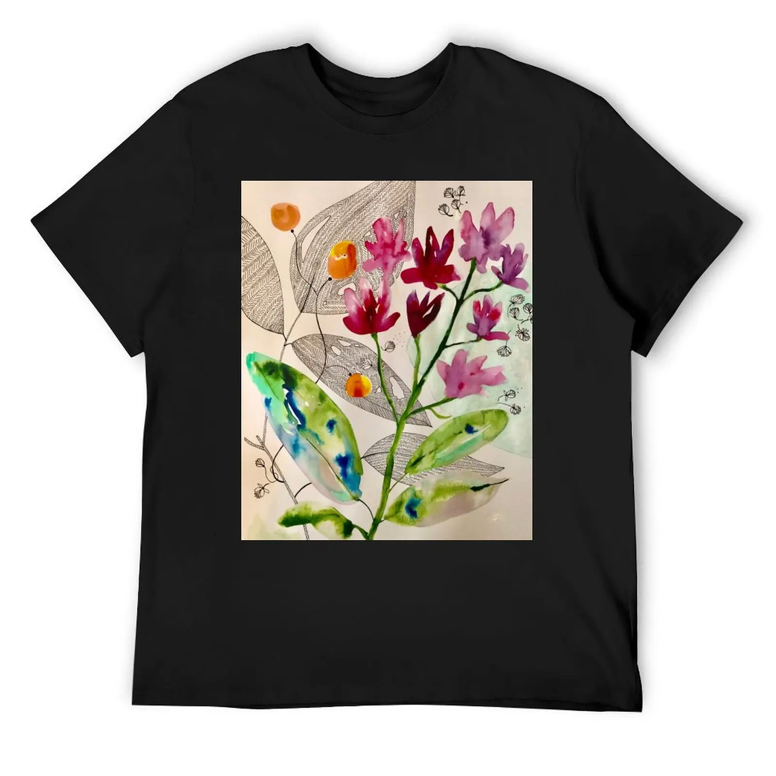 botanical composition T-Shirt korean fashion sports fans new edition mens t shirts top quality