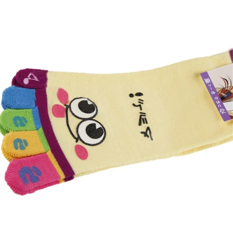 Women Toe Socks Cotton Booties Socks Funny Novelty Five Finger Socks Cartoon Ankle Socks