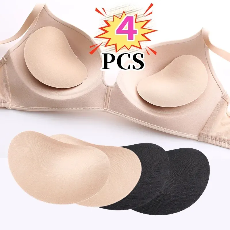 4 Self-adhesive Invisible Bra Pads, Thickened Bikini Inserted Bra Sponge Pads, Women\'s Underwear Accessories