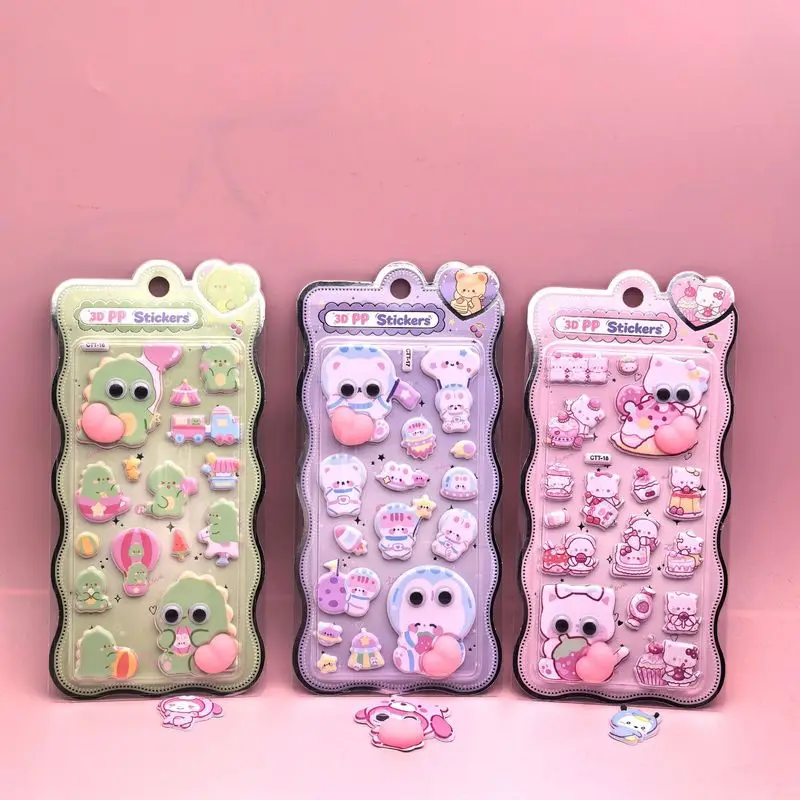 

Милые 3D-наклейки с мультяшными персонажами: персиковые попки и движущиеся глаза, материалы для скрапбукинга, антистресс, декоративные наклейки с животными