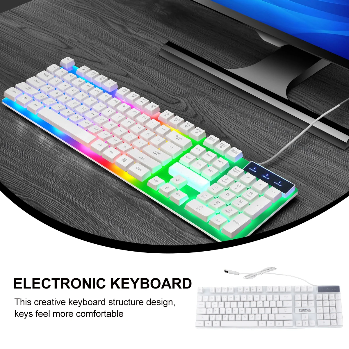 

Gaming Keyboard Wired Waterproof USB Plastic Illuminate Practical Laptop Computer