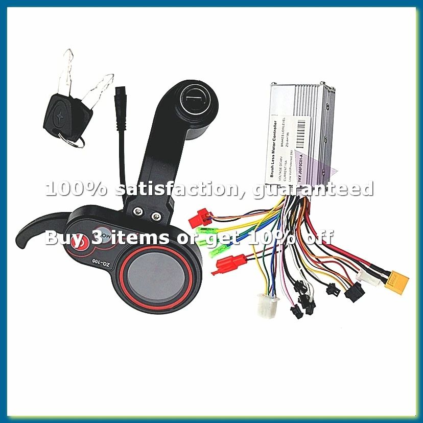 48V Controller+ZQ-100 Mileage Meter with Key Speed Adjustable Electric Scooter Meter 6 Pin Display for Electric Scooter-DT30