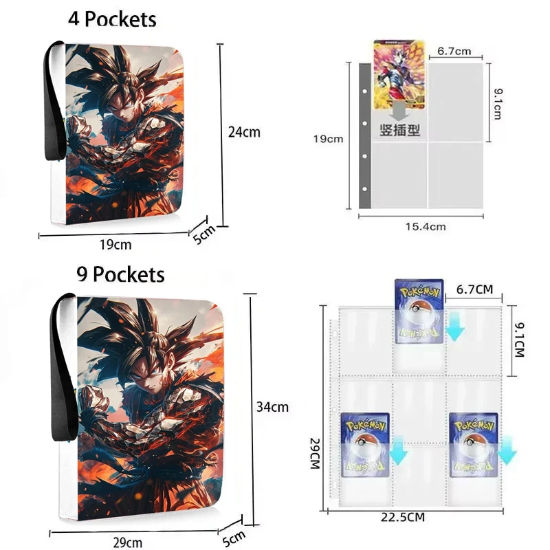 Dragon Ball Card Binder 9 Pocket Trading Card Holder Anime Card Binder with 50 inner Pages Zipper Holder Up to 900 Cards