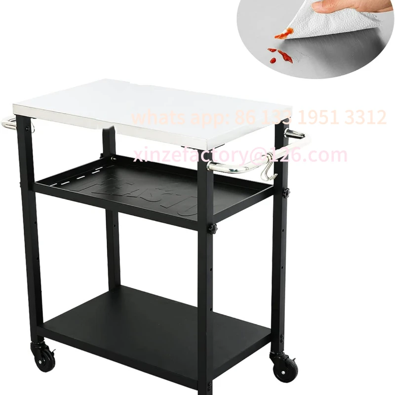 Customizable Rolling Triple Adjustable Outdoor Pizza Oven Cart Table Multifunctional