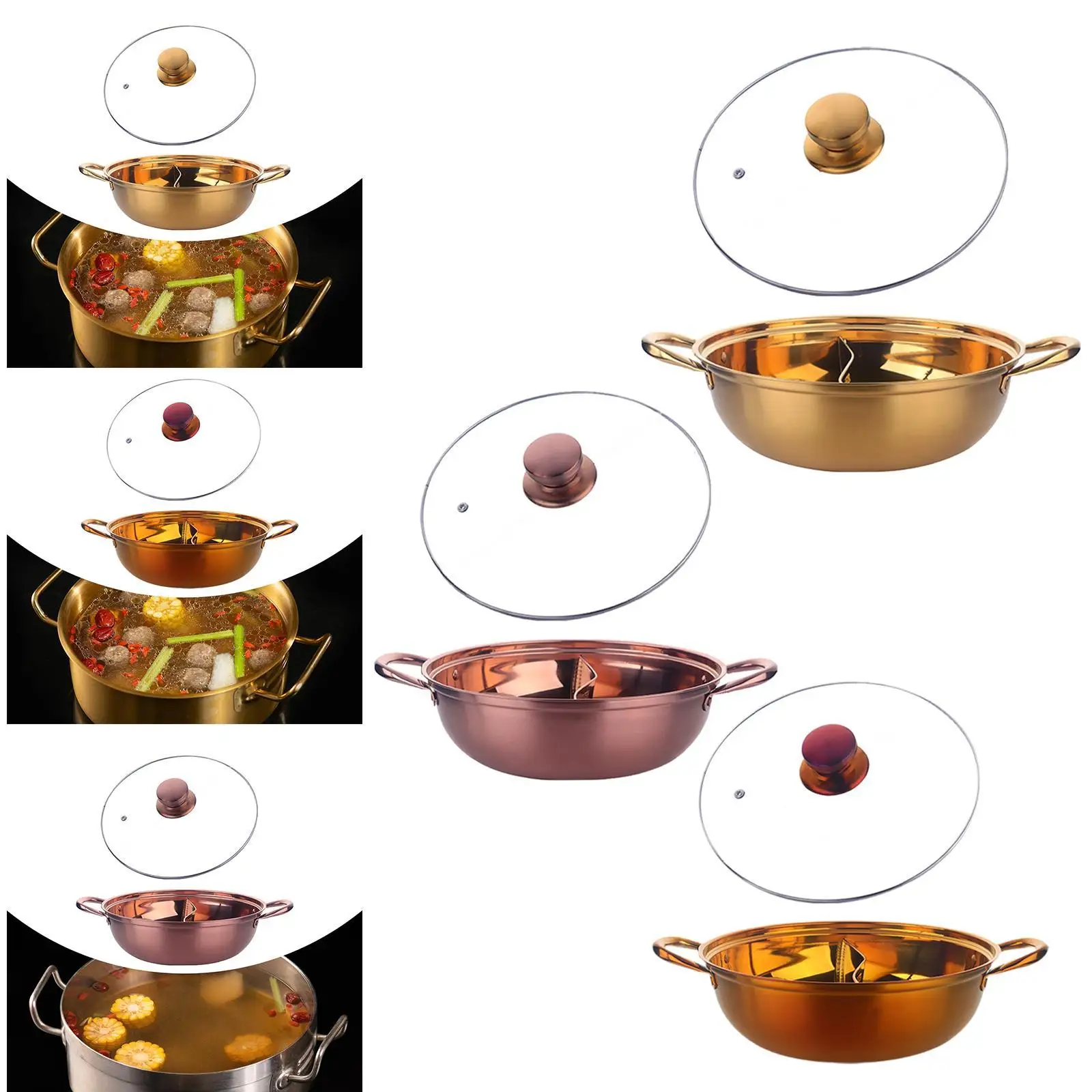 Panela quente com divisor, fácil de limpar, multifuncional, pote divisor, sabor duplo, para festa, casa, acampamento, casa, restaurante