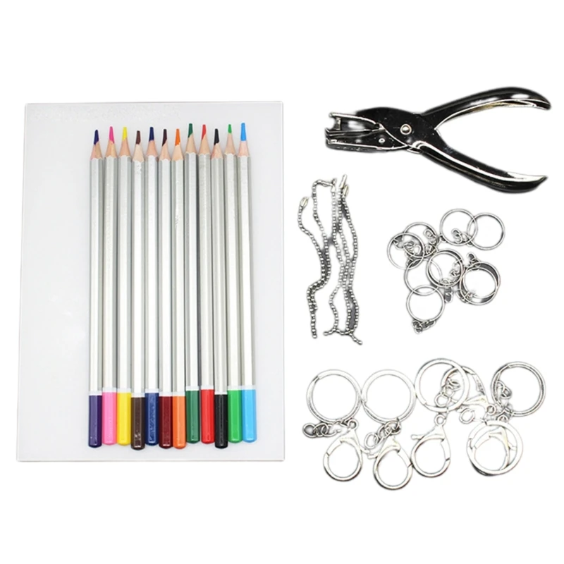 Набор термоусадочных листов с крючками для сережек, брелком, дыроколом для сережек своими руками