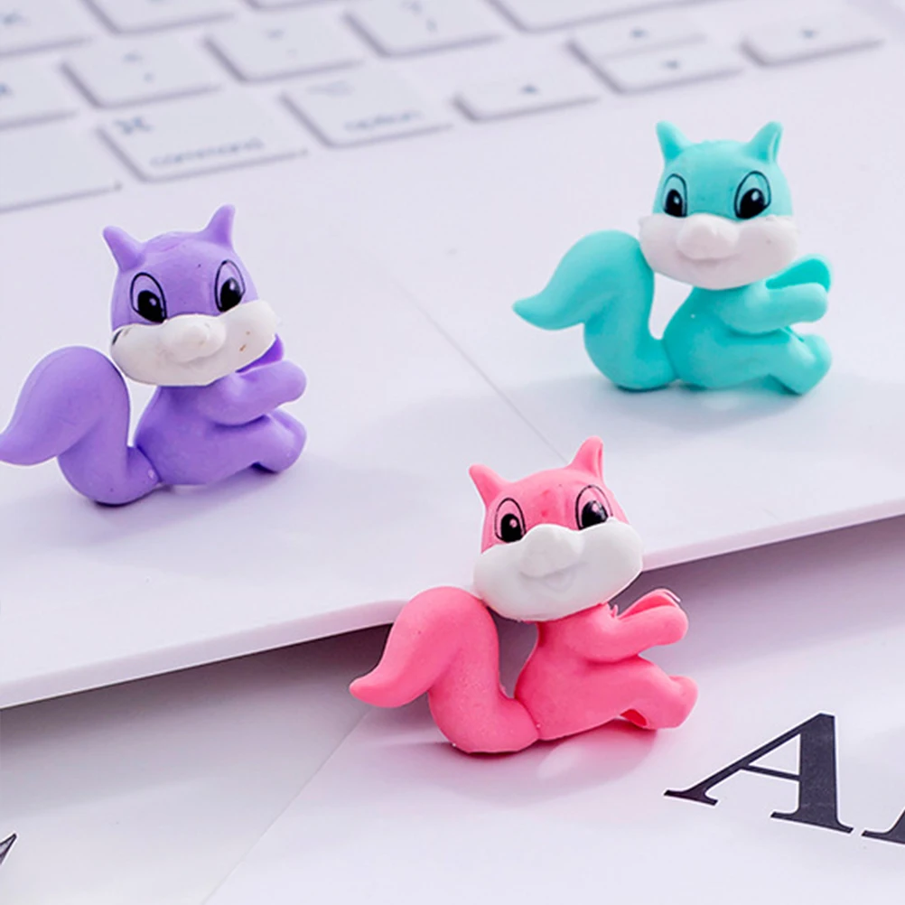 

36pcs Squirrel Erasers Bright Colors Kids School Supplies Mini Animal Eraser Bulk Cartoon Stationery Student Gift for Children