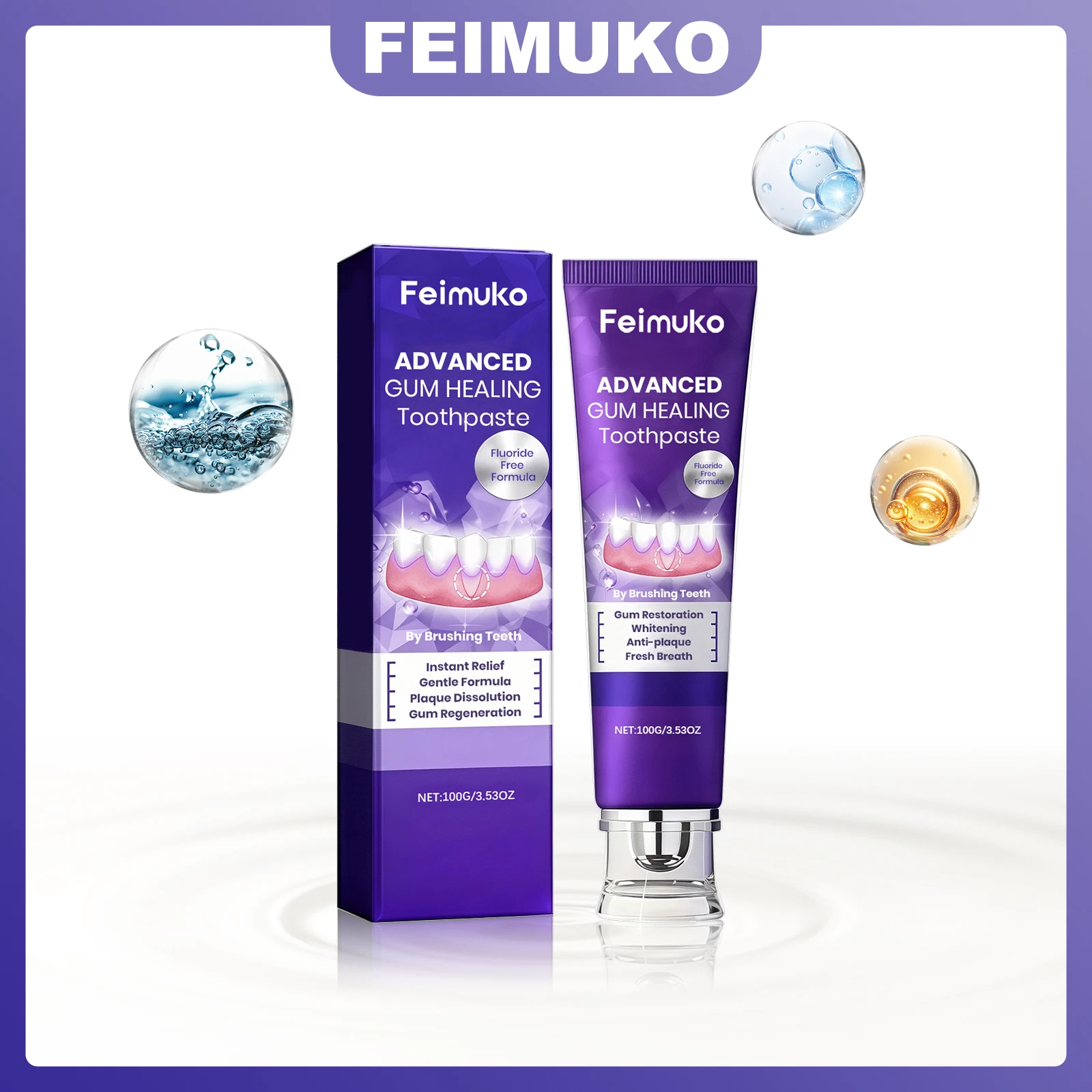 

Зубная паста Feimuko Gum Исцеляющая зубная паста Стойкая свежесть дыхания Насыщенная пенящаяся Поддержание Здоровые десны Уменьшает зубной камень