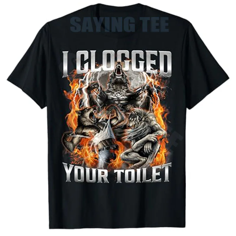 Y2k Gag Alpha Wolves Meme Neuheit T-Shirt Lustiges 'I Clogged Your Toilet' Witziges Alpha Wolf 'Stupid Brainrot' T-Shirt Streetwear Outfit – Detail 9