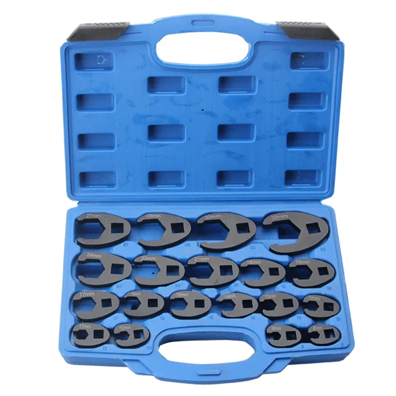 15/19Pcs Steel Crowfoot Wrench Set For 3/8" and 1/2" Drive Ratchet For Nut Removal Open End Spanner Tool Automotive Repair Tools