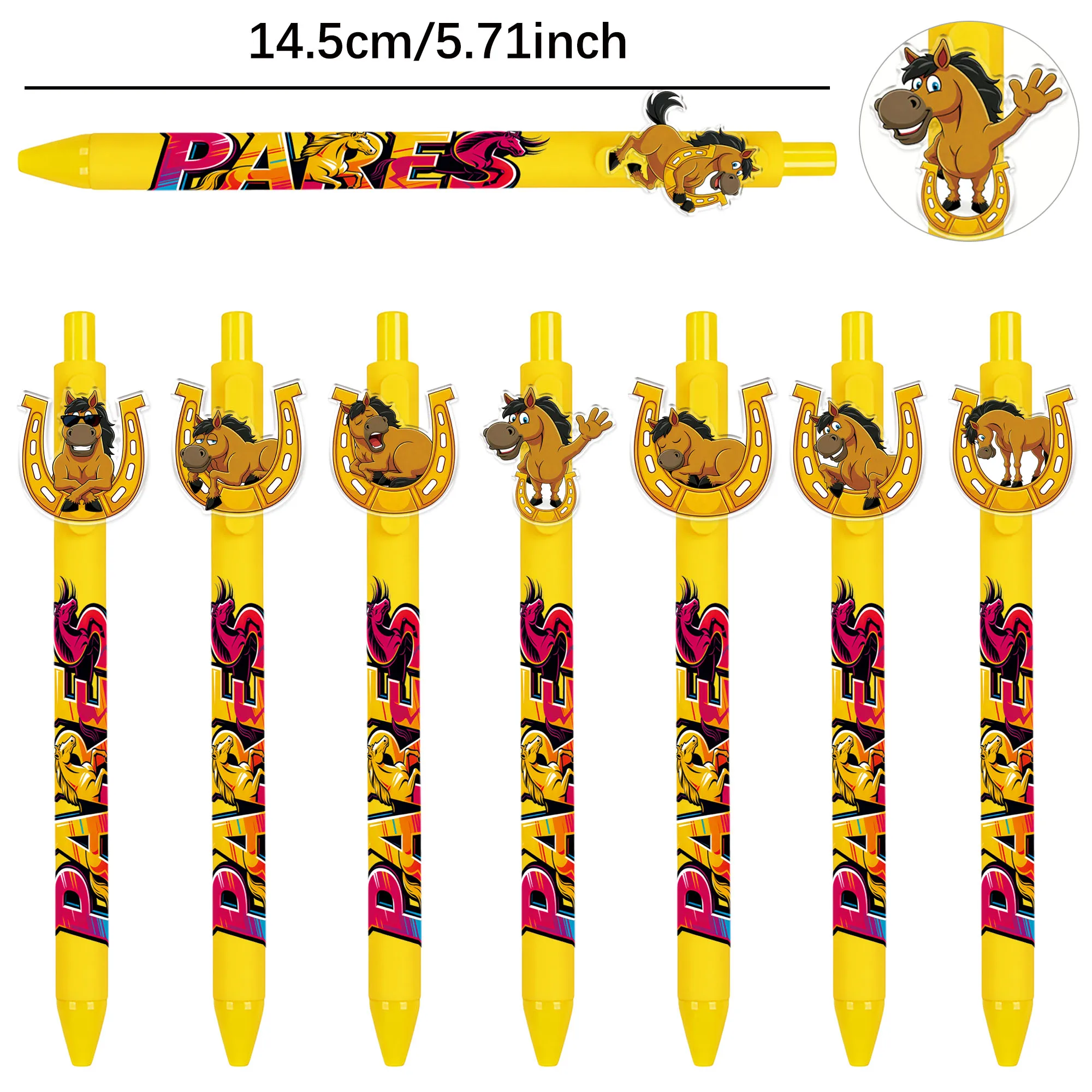 

8 штук / 15 штук шариковых ручек с кнопочным механизмом в конном стиле. Подарочные ручки для любителей конного спорта. Подарочные ручки для любителей животных.