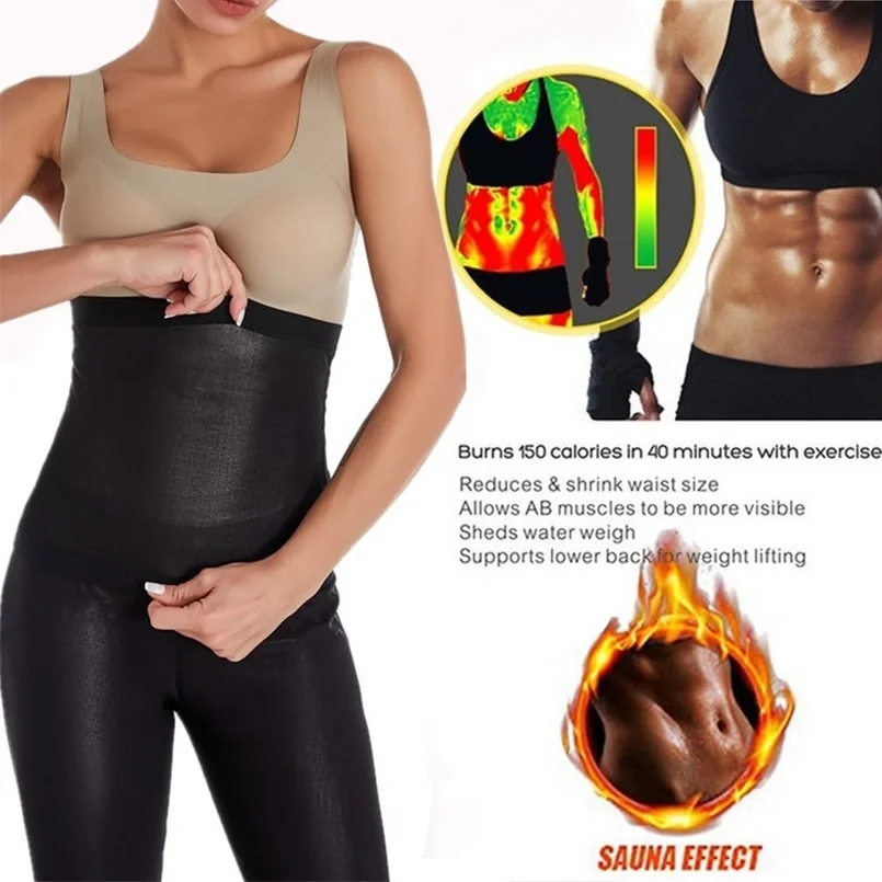 Men Sweat Sauna Belt Waist Trainer Shaper Women Tummy Control Slimming Belt Flat Belly Fat Burner Weight Loss Female Shapewear