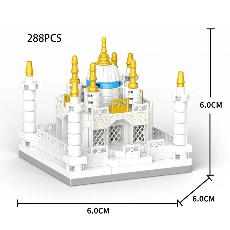 MOC City Building Blocks Modello di costruzione del castello Taj Mahal Architettura di fama mondiale Micro modello India Mini mattoni Giocattolo educativo