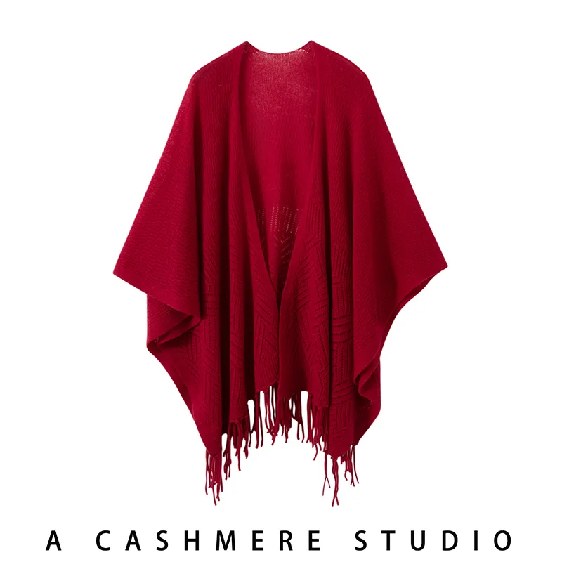 

Women's Cashmere Tassel Shawl Spring Autumn Sweater Cardigan Shawl 100% Cashmere Knitwear Skin-friendly Grace Big Shawl Scarf