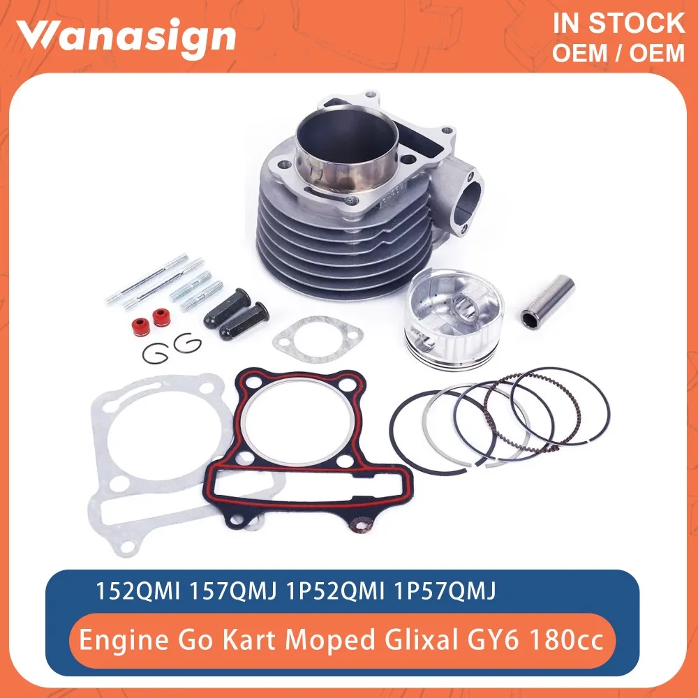 Engine 61mm Big Bore Cylinder Kit With Piston Kit For Chinese Scooter Go Kart Moped Glixal GY6 180cc 4T 157QMJ 152QMI ATV