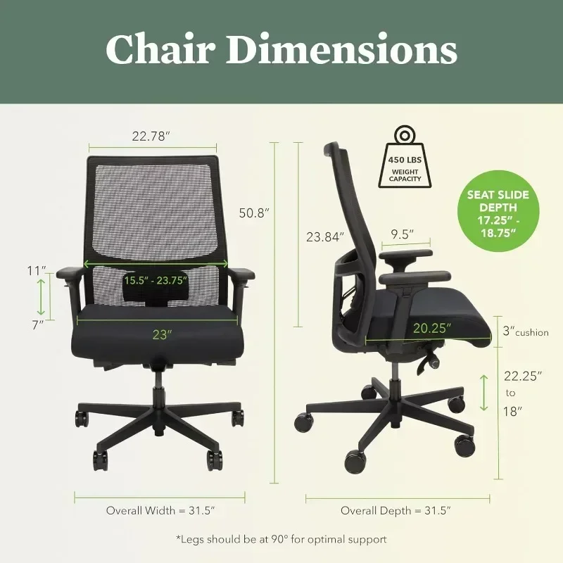 Ergonomischer Bürostuhl – verstellbare Neigung, drehbare Räder, langfristiger Komfort – Home-Office-Schreibtischstuhl