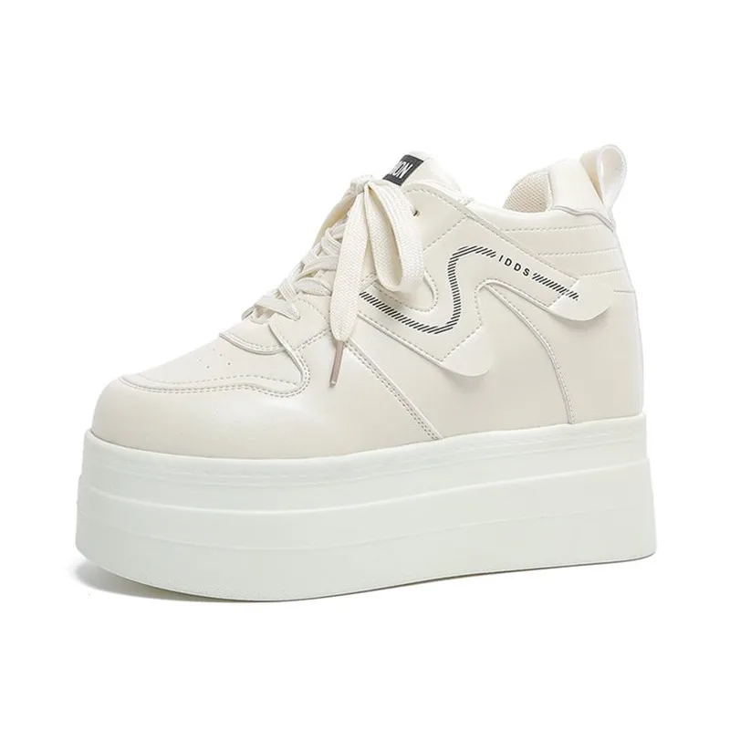 New Women 11CM Platform Sneakers Casual Outdoor Simple Design Skateboard Comfortable Lace Up Sneaker Running Sports Shoes Female