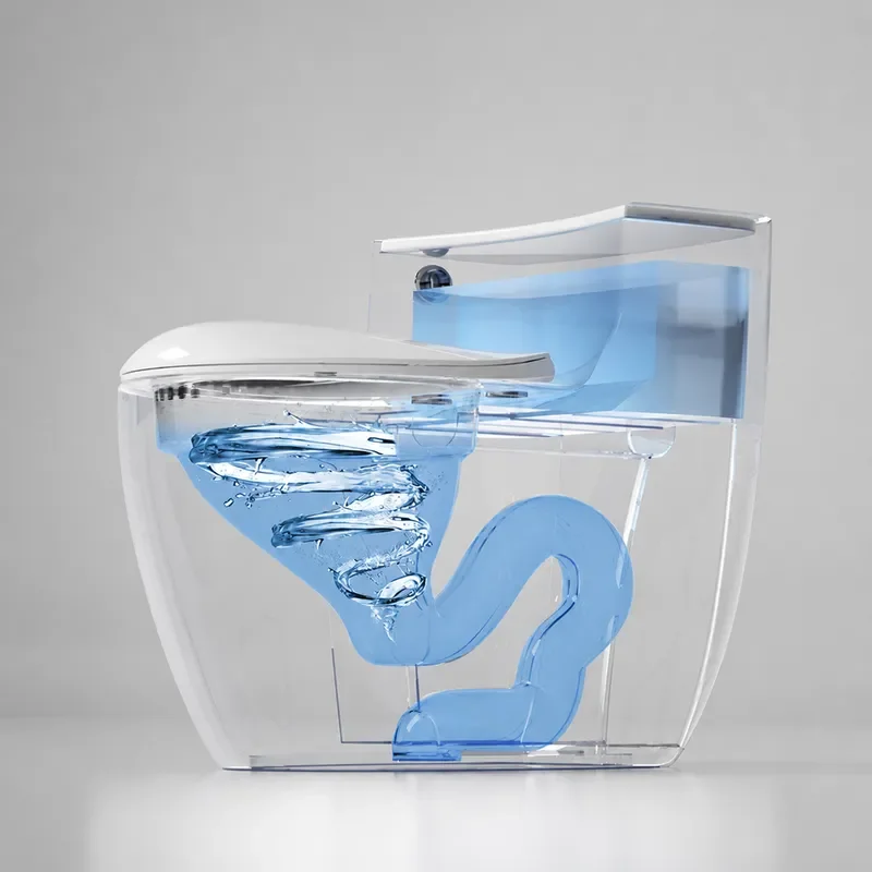 Household Siphon Toilet with Large Pipe Deodorant Splash Proof Silent Slow Lowering Seat Flushing Commode for Bathroom