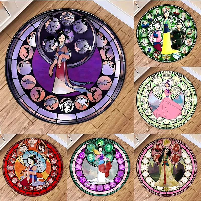 

MINISO Disney Мулан принт круглый ковер ковер для дома гостиная ковер спальня диван коврик кухонный декор, нескользящий напольный коврик