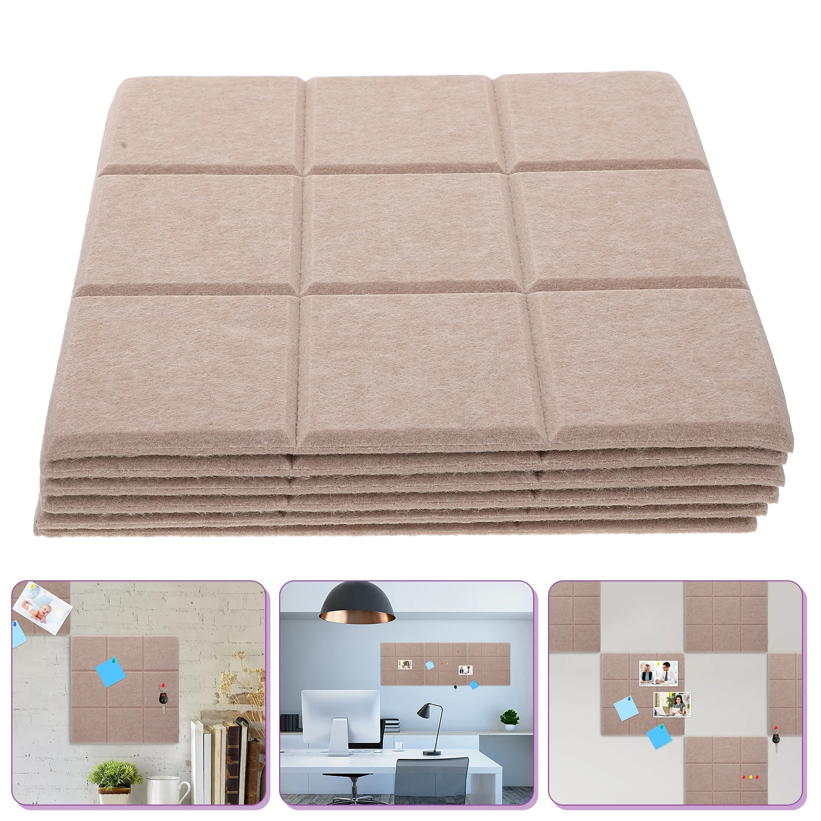 6pcs Bulletin Tiles Self Adhesive Wall Activity Board Sticker Memo Pin Boards Felt Fabric Decor Kids Room Office Use