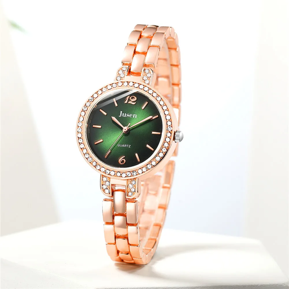 luxury shining rhinestone quartz steel women wrist watch