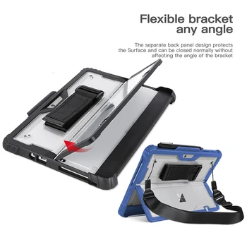 Microsoft Surface Pro 9, Surface Pro 10,8,7,6,5,4,Go 3,2,1,青,黒用の磁気ペンホルダー付き保護ケース