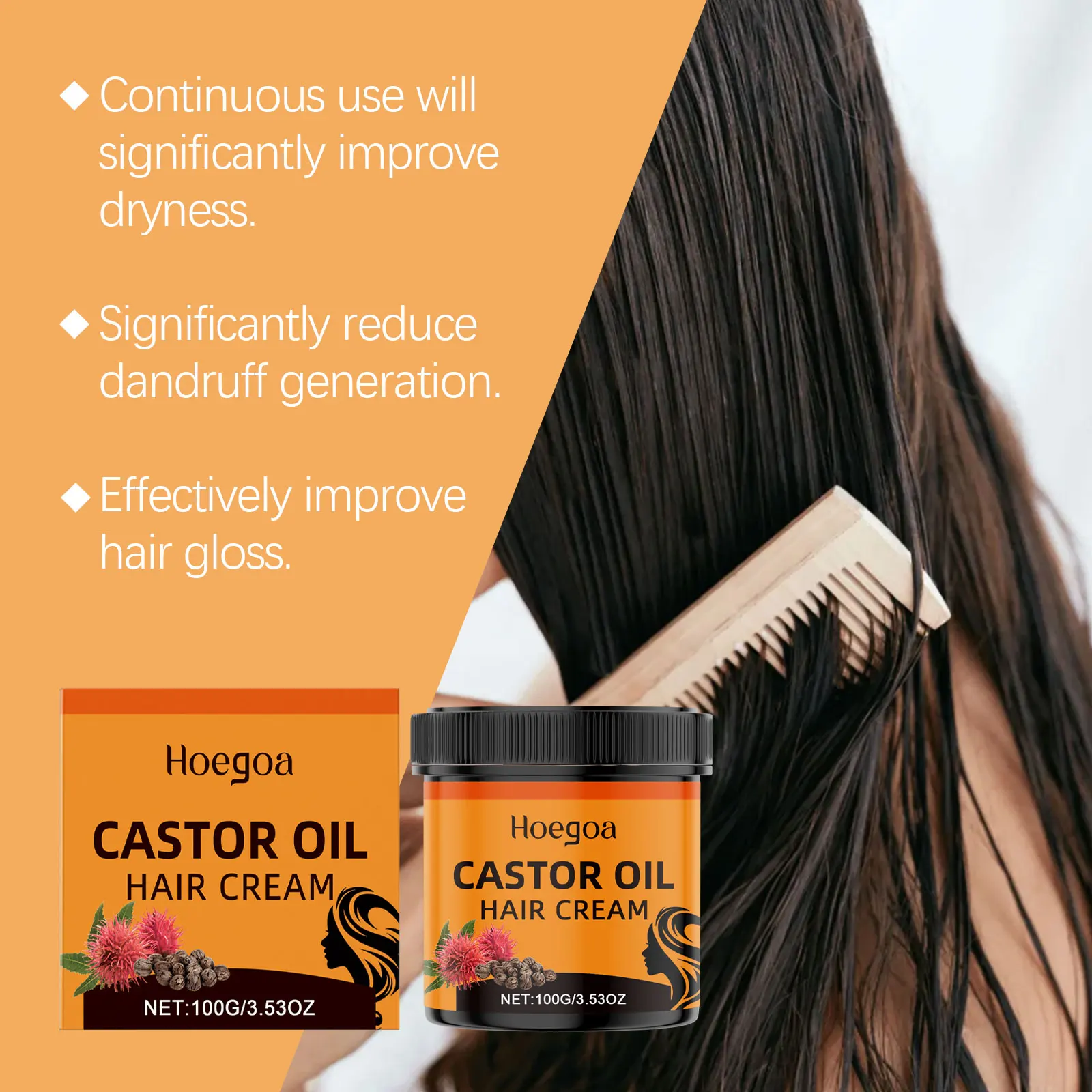 Crema per capelli all'olio di ricino Nessuna pulizia Rafforza la radice dei capelli Riduce la forfora Migliora la secchezza Anti crespo Nutrire Ripara la cura dei capelli danneggiati